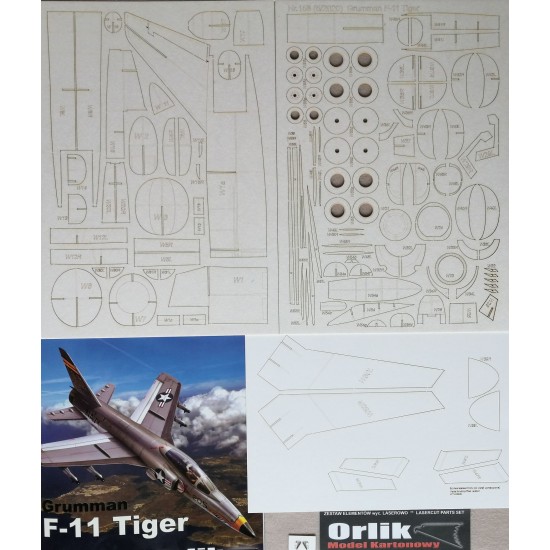 W158. Elementy  wycinane laserowo do modelu Grumman F-11 Tiger